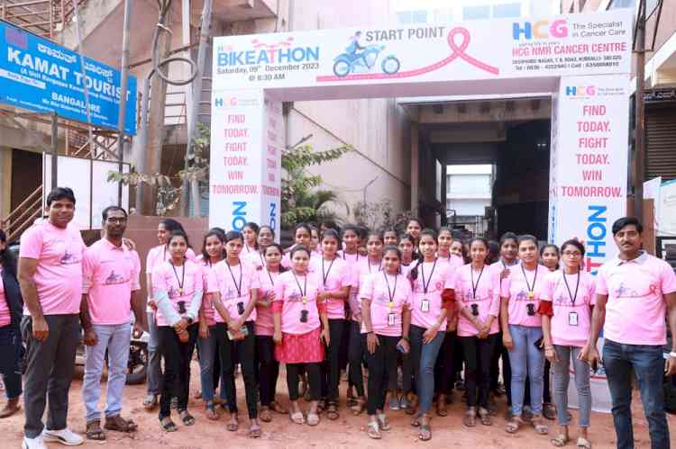 HCG NMR Cancer Centre Hubli organizes Bikeathon to raise Breast Cancer Awareness