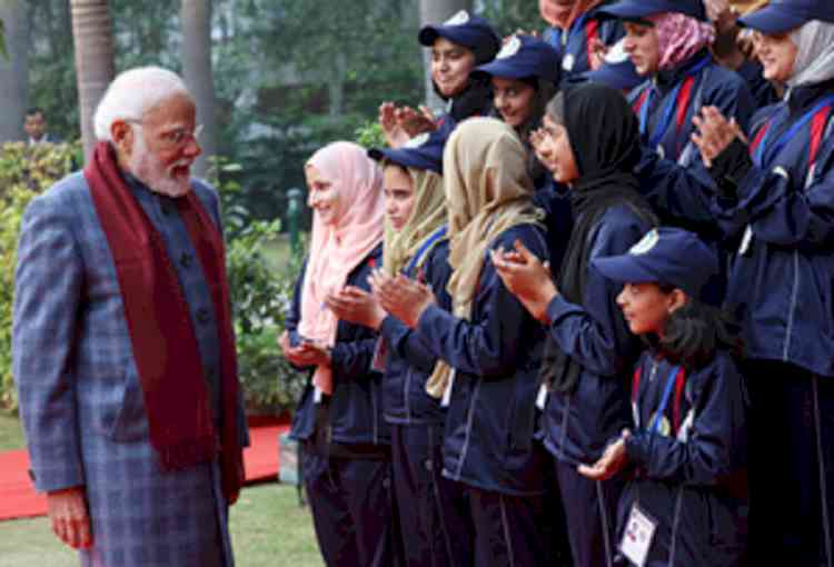 PM Modi interacts with delegation of students of Jammu & Kashmir