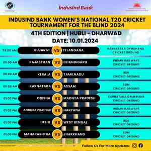 Women's National T20 Cricket Tournament for Blind 2024 to begin from January 8