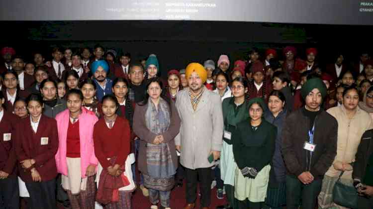For motivating students of government schools to join the civil services, District Administration Ludhiana shows “12th Fail” movie to students today