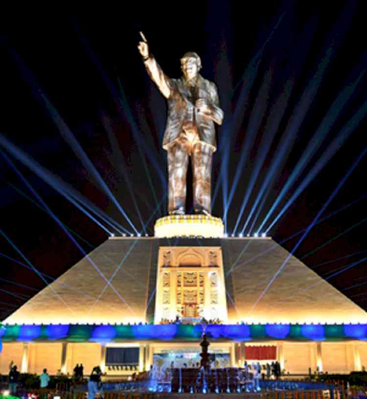 206-feet Ambedkar statue unveiled in Vijayawada