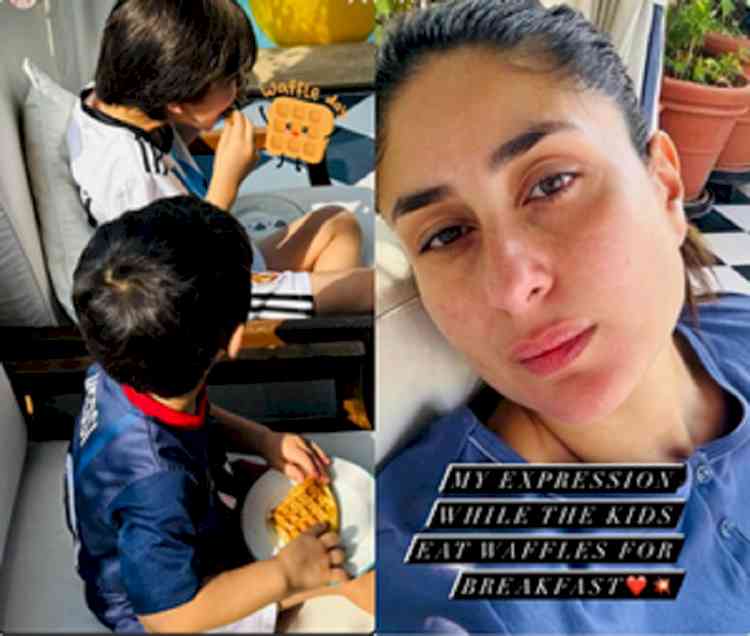 Kareena shares glimpse of sons Taimur and Jeh enjoying waffles