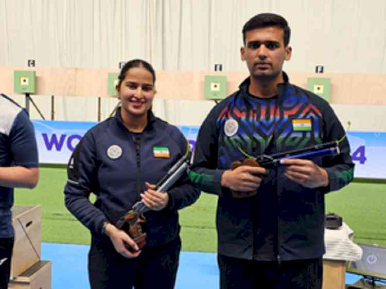 ISSF World Cup 2024: Rhythm, Ujjwal win mixed team pistol gold