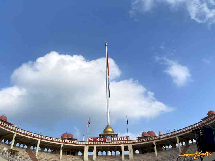 Spectacular Patriotic Tallest Tricolour Flag of India an eye-catching structure at Attari Border