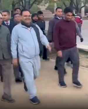 Raj CM goes for a surprise morning walk, promotes PM's Fit India campaign