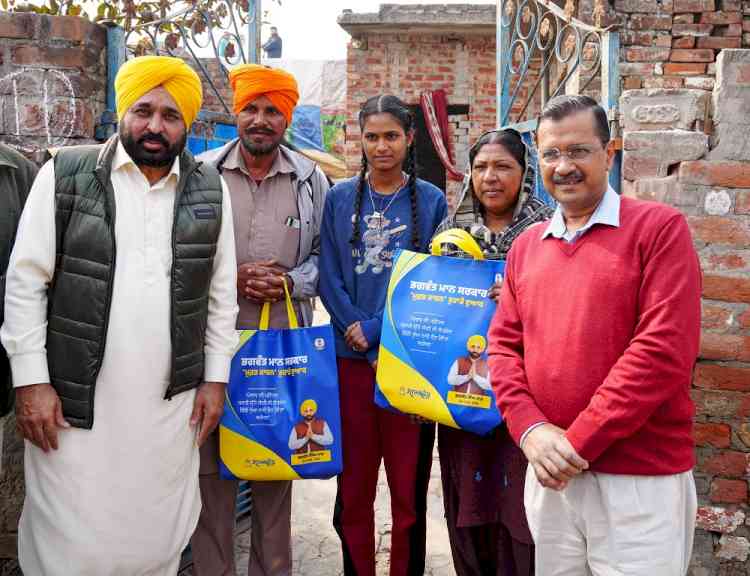Bhagwant Mann and Arvind Kejriwal launch ‘ghar ghar muft ration’ scheme for 25 lakh beneficiaries in phase I