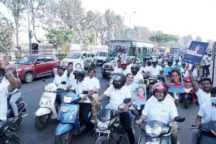 Around 200 bikers conducted Bikeathon as part of Cancer Awareness at SPARSH Hospital