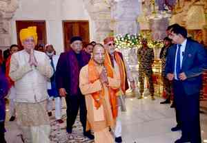 Yogi ministers, BJP and non-BJP MLAs visit Ram Temple; SP skips again