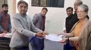 Sonia files nomination for RS polls from Rajasthan