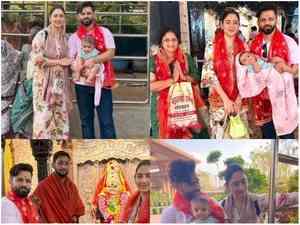 Rahul Vaidya, Disha Parmar visit Mahalakshmi Jagdamba temple, seek blessings for daughter Navya