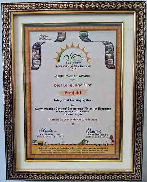 PAU directed documentary film adjudged best at Hyderabad Film Festival