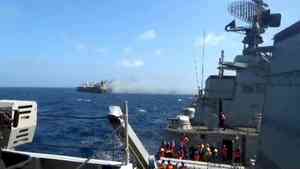 Indian Navy rescues 21 crew from missile-hit Barbados sea Carrier MV 