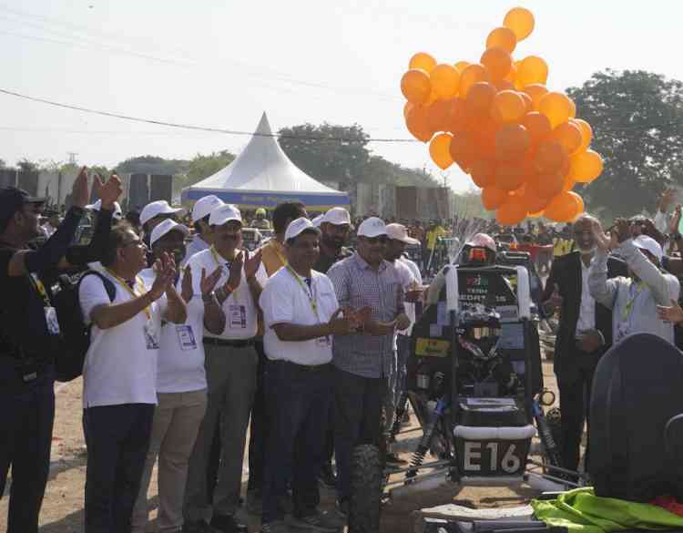 Endurance test of 47 all-terrain off-road electric buggies built by engineering students as part of their out-of-classroom learning held