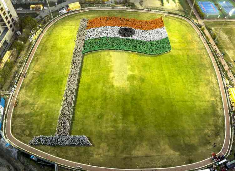 New Guinness World Record for Largest Human Waving National Flag Established by O.P. Jindal Global University and Flag Foundation of India