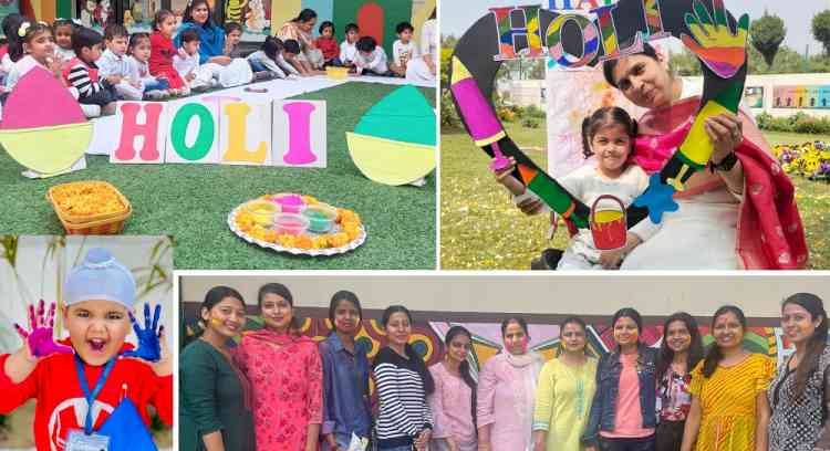 Students of Innocent Hearts of Innokids and College of Education celebrated Holi festival by playing Holi with organic colours and flowers