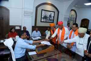 Jal Shakti Minister Gajendra Singh Shekhawat files nomination papers in Jodhpur