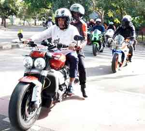 BJP candidate from Chandigarh rides bike to 'speed up' campaign