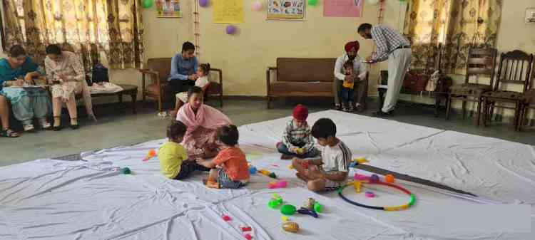 Administration sets up for creches for polling staff kids during training 