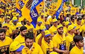 AAP leaders organise walkathon to seek support for CM Kejriwal