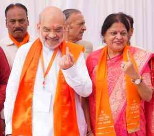 HM Amit Shah casts vote, urges people to 'accept voting as duty'