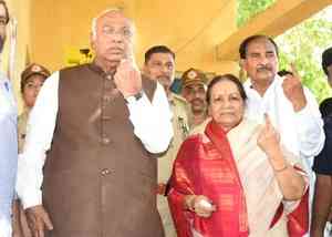 Congress chief Kharge casts his vote in Karnataka's Kalaburagi