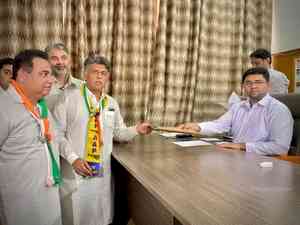 Carrying copy of Constitution, INDIA bloc nominee Manish Tewari files nomination from Chandigarh