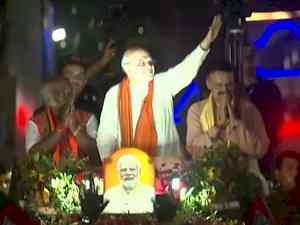 HM Amit Shah holds roadshow in Odisha's Cuttack city