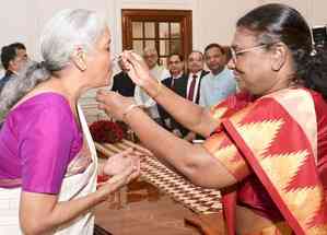 President Murmu’s customary ‘dahi-cheeni for FM Nirmala Sitharaman