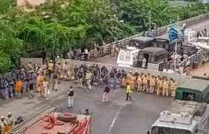 Massive police deployment ahead of students protest march in Kolkata