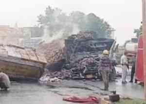 Two charred to death as three vehicles collide in Rajasthan