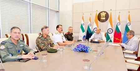 Defence Minister Rajnath Singh reviews security with top officials, chiefs of forces