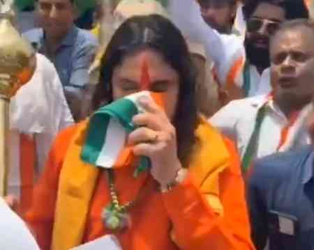 Rajasthan: Controversy erupts after BJP MLA wipes sweat with Tricolour during Tiranga Yatra