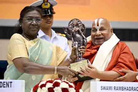 Prez Murmu confers 58th Jnanpith Award on Sanskrit scholar Jagadguru Rambhadracharya 