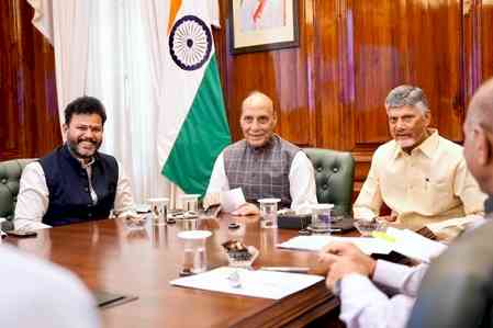 Chandrababu Naidu presents Andhra's defence, aerospace vision to Rajnath Singh