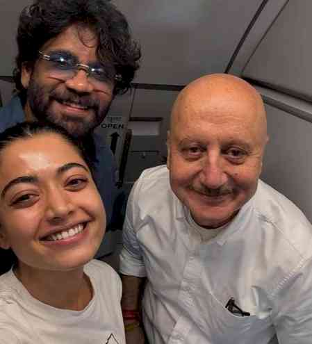Anupam Kher bumps into Rashmika Mandanna & Nagarjuna during his flight to Mumbai