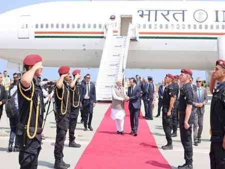 PM Modi lands in Cyprus, received at airport by President Christodoulides