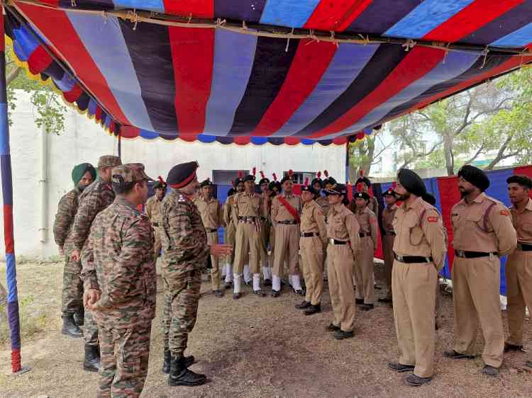 NCC Group Commander Inspects 13 Punjab Battalion NCC, Emphasizes Excellence and Patriotism