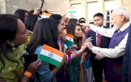 Indian diaspora in London greet PM Modi with chants of 'Bharat Mata Ki Jai' and 'Vande Mataram' on historic visit to UK