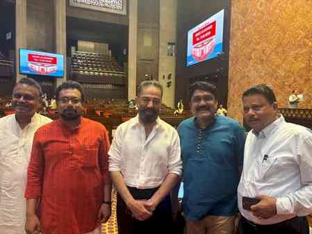 Kerala Rajya Sabha members welcome Kamal Haasan in their midst