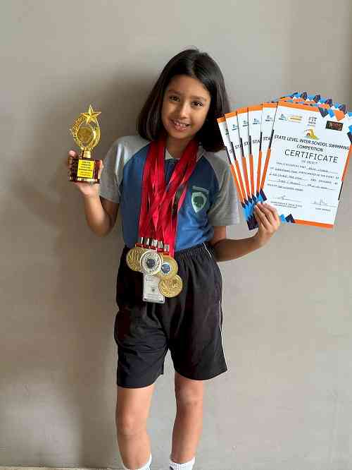Greenwood High Student Wins 6 Medals at State-Level Open Inter-School Swimming Championship