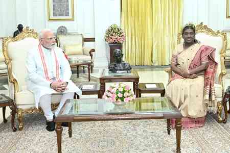 PM Modi, HM Shah meet President Murmu at Rashtrapati Bhavan 