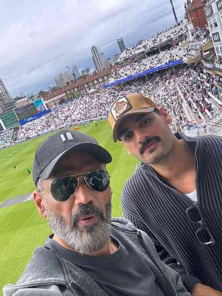 KL Rahul’s in-laws, Suniel Shetty, Ahan Shetty celebrate team India’s win straight from Oval stadium