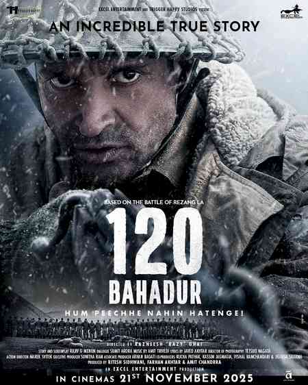Farhan Akhtar returns to the screen as Major Shaitan Singh Bhati in '120 Bahadur' teaser