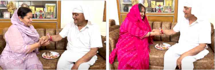 Sisters Tie Rakhi to BJP Leader Manoranjan Kalia on Rakshabandhan