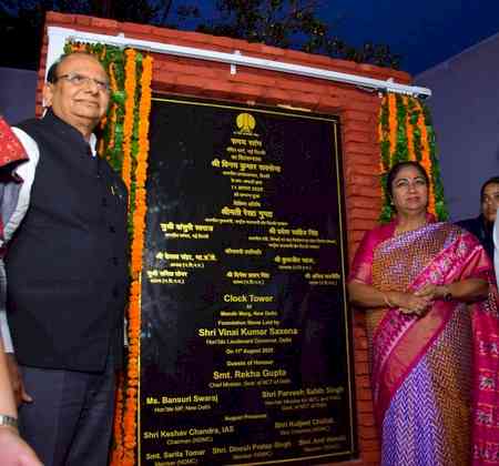 Delhi: L-G lays foundation of clock tower near Talkatora Stadium