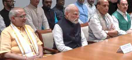 NDA nominee CP Radhakrishnan files nomination for VP election, PM Modi accompanies him  