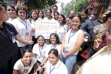 Delhi CM Rekha Gupta visits her alma mater Daulat Ram College in U-Special bus