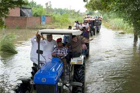 Raghav Chaddha takes stock of Punjab's flood-hit regions, distributes relief kit and ration