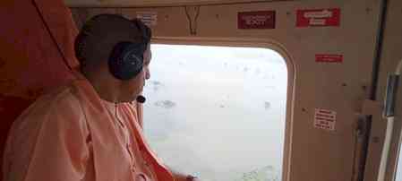 CM Yogi conducts aerial survey of flood-hit areas in UP, issues relief guidelines