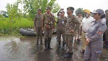 Army commander reviews relief operations in flood-hit Punjab, Jammu